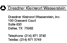 DRESDNER KLEINWORT WASSERSTEIN LETTERHEAD